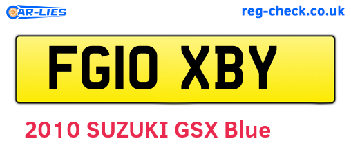 FG10XBY are the vehicle registration plates.