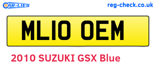 ML10OEM are the vehicle registration plates.