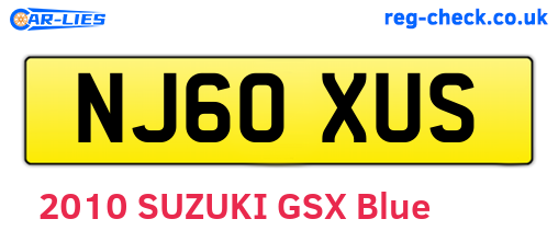 NJ60XUS are the vehicle registration plates.