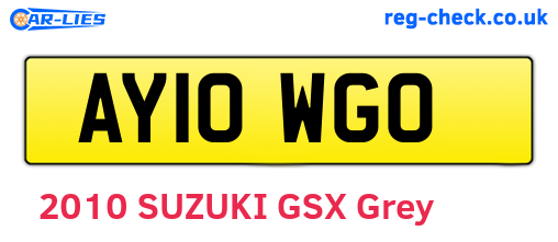AY10WGO are the vehicle registration plates.
