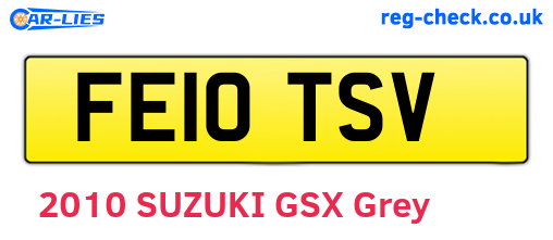 FE10TSV are the vehicle registration plates.