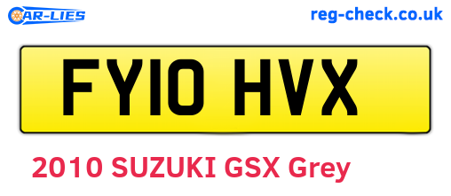 FY10HVX are the vehicle registration plates.
