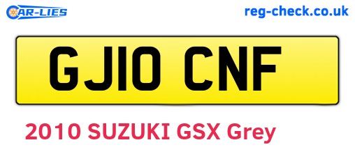 GJ10CNF are the vehicle registration plates.