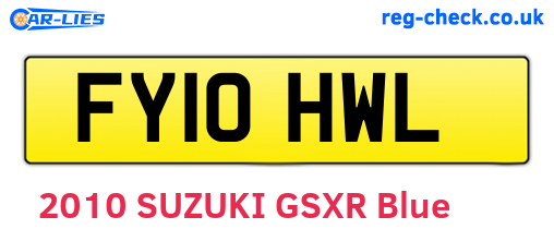 FY10HWL are the vehicle registration plates.