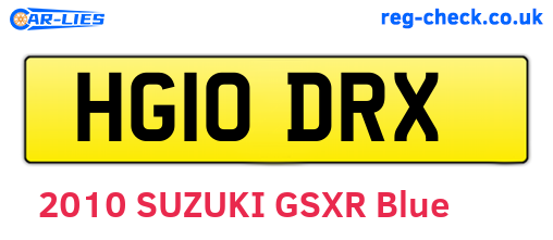 HG10DRX are the vehicle registration plates.