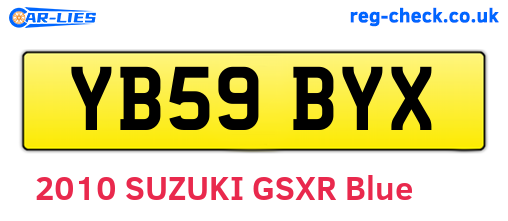 YB59BYX are the vehicle registration plates.
