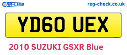 YD60UEX are the vehicle registration plates.