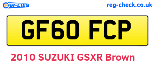 GF60FCP are the vehicle registration plates.