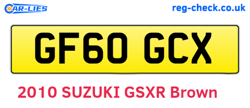 GF60GCX are the vehicle registration plates.