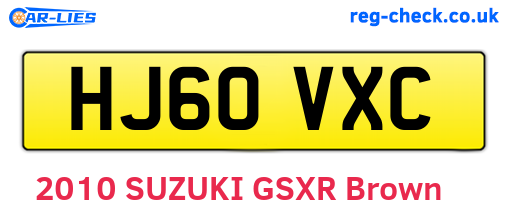 HJ60VXC are the vehicle registration plates.