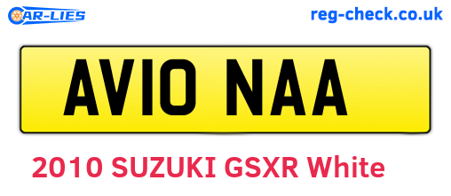 AV10NAA are the vehicle registration plates.