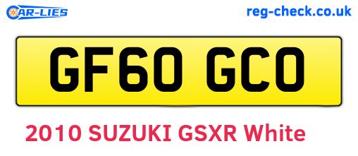 GF60GCO are the vehicle registration plates.