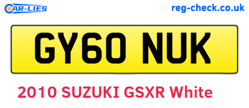 GY60NUK are the vehicle registration plates.