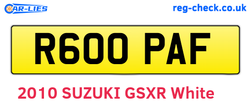 R600PAF are the vehicle registration plates.