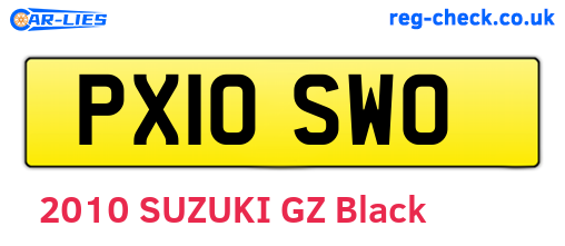 PX10SWO are the vehicle registration plates.