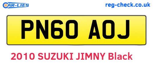 PN60AOJ are the vehicle registration plates.