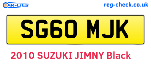 SG60MJK are the vehicle registration plates.