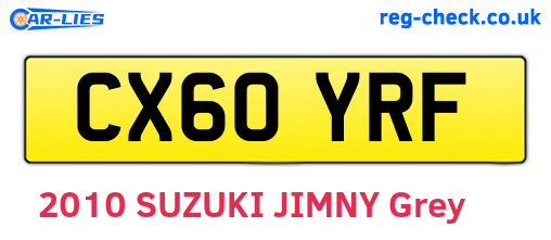 CX60YRF are the vehicle registration plates.