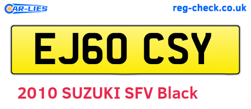 EJ60CSY are the vehicle registration plates.