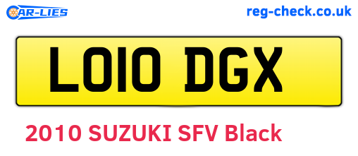 LO10DGX are the vehicle registration plates.