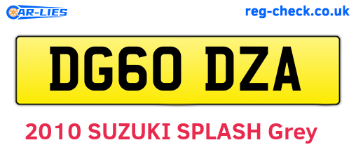 DG60DZA are the vehicle registration plates.
