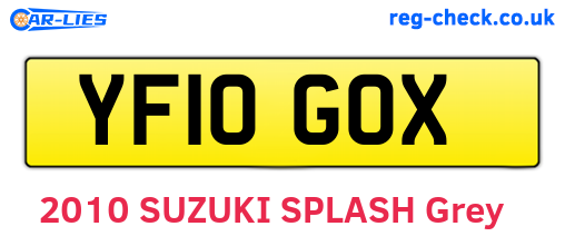 YF10GOX are the vehicle registration plates.