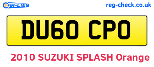 DU60CPO are the vehicle registration plates.
