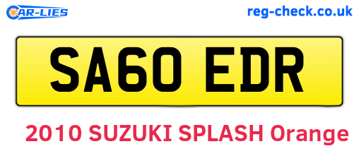SA60EDR are the vehicle registration plates.