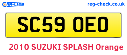 SC59OEO are the vehicle registration plates.