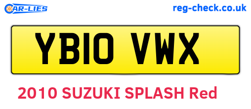 YB10VWX are the vehicle registration plates.