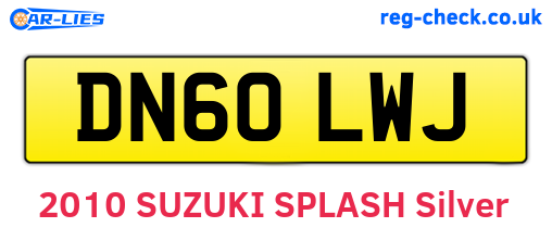 DN60LWJ are the vehicle registration plates.