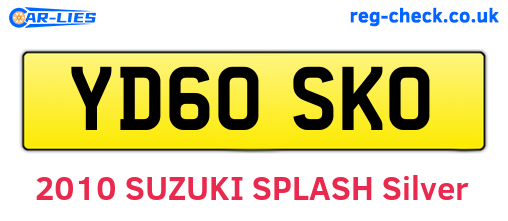YD60SKO are the vehicle registration plates.