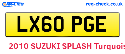 LX60PGE are the vehicle registration plates.