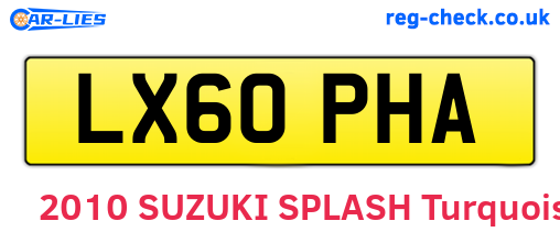 LX60PHA are the vehicle registration plates.