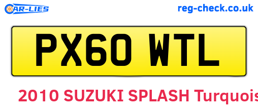 PX60WTL are the vehicle registration plates.