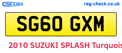 SG60GXM are the vehicle registration plates.