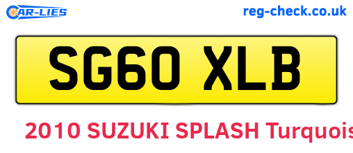 SG60XLB are the vehicle registration plates.