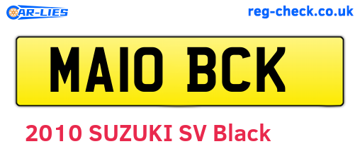 MA10BCK are the vehicle registration plates.