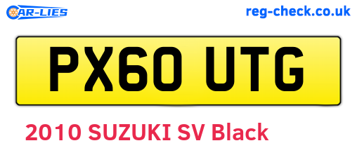 PX60UTG are the vehicle registration plates.