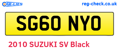 SG60NYO are the vehicle registration plates.