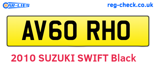 AV60RHO are the vehicle registration plates.