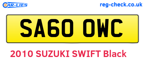 SA60OWC are the vehicle registration plates.