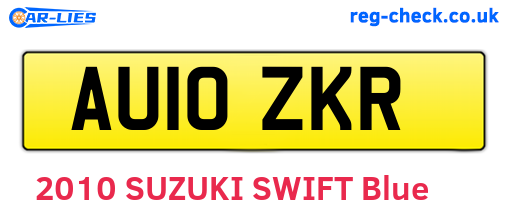 AU10ZKR are the vehicle registration plates.