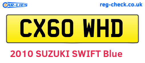 CX60WHD are the vehicle registration plates.