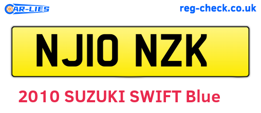 NJ10NZK are the vehicle registration plates.