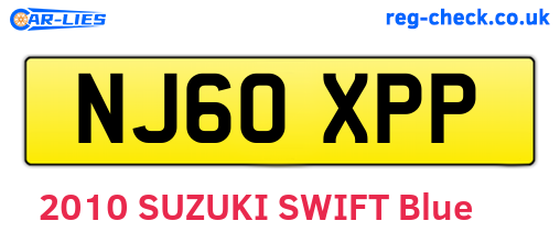 NJ60XPP are the vehicle registration plates.