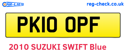 PK10OPF are the vehicle registration plates.