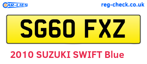 SG60FXZ are the vehicle registration plates.