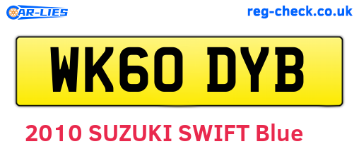 WK60DYB are the vehicle registration plates.