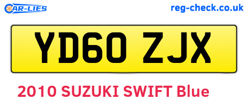 YD60ZJX are the vehicle registration plates.